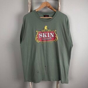 Vintage 08' Skins Industries Distressed Faded Green T Shirt XL